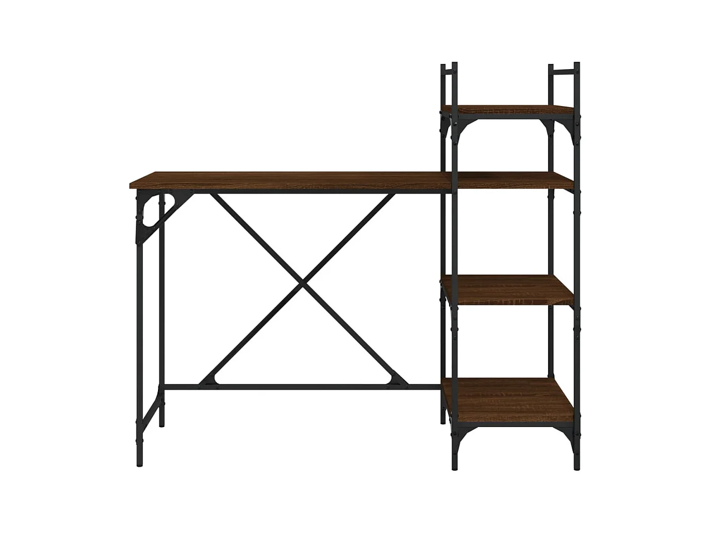 Scrivania per computer con ripiani, rovere marrone, 120x47x109 cm