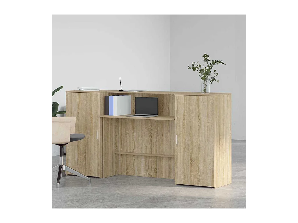 Bureau réception chêne sonoma 200x50x103,5 cm bois d'ingénierie