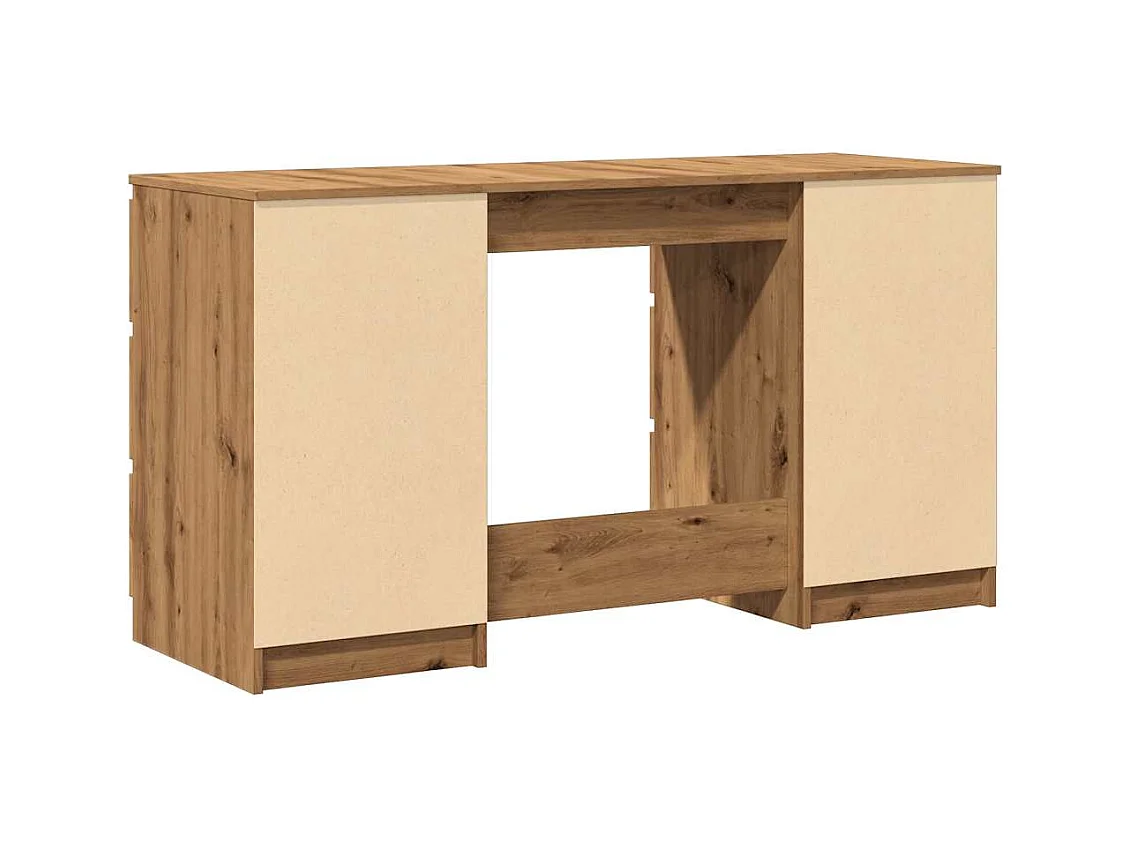 Bureau chêne artisanal 140x50x77 cm bois d'ingénierie