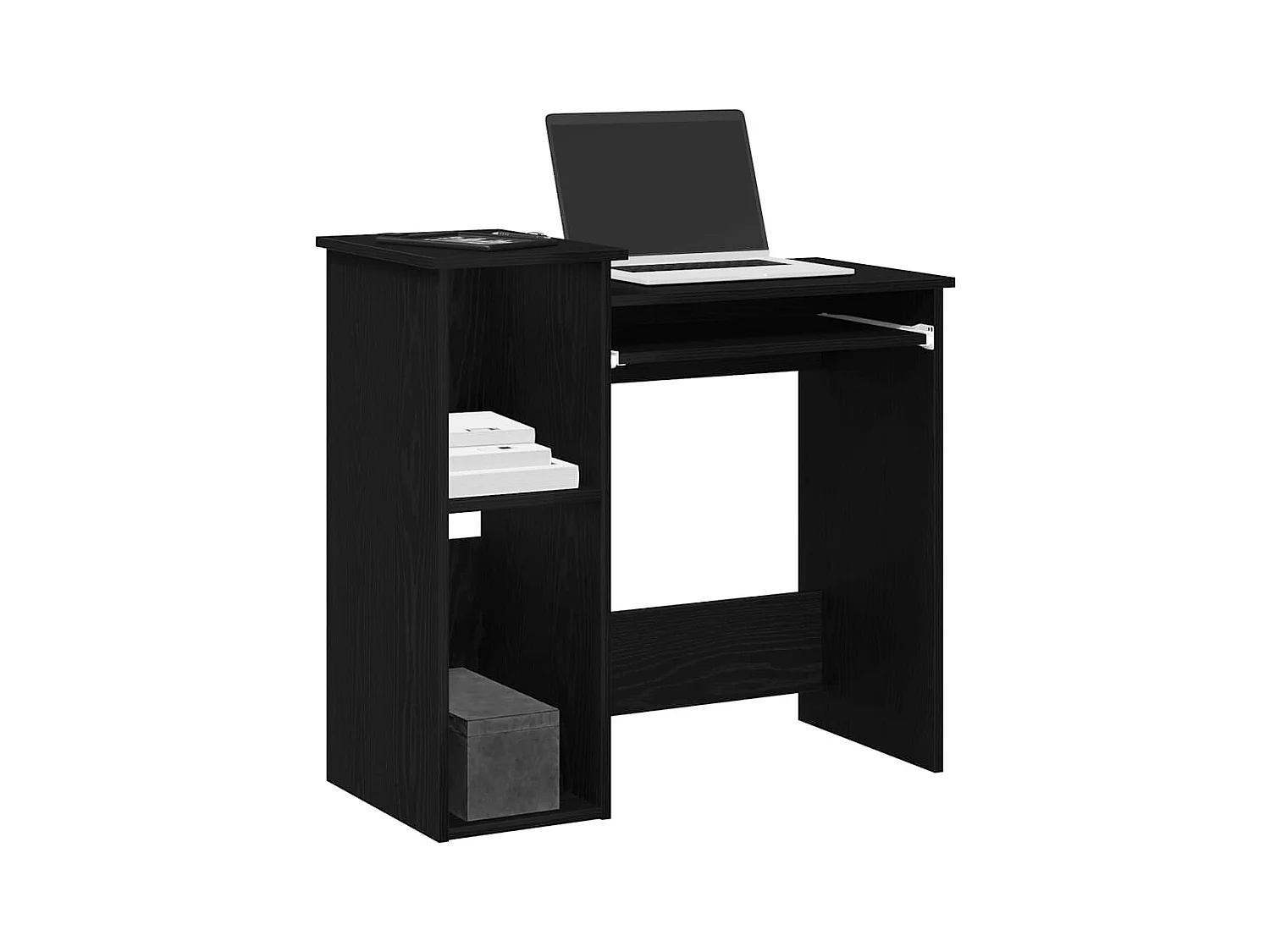 Bureau met planken zwart 84x40x78 cm bewerkt hout