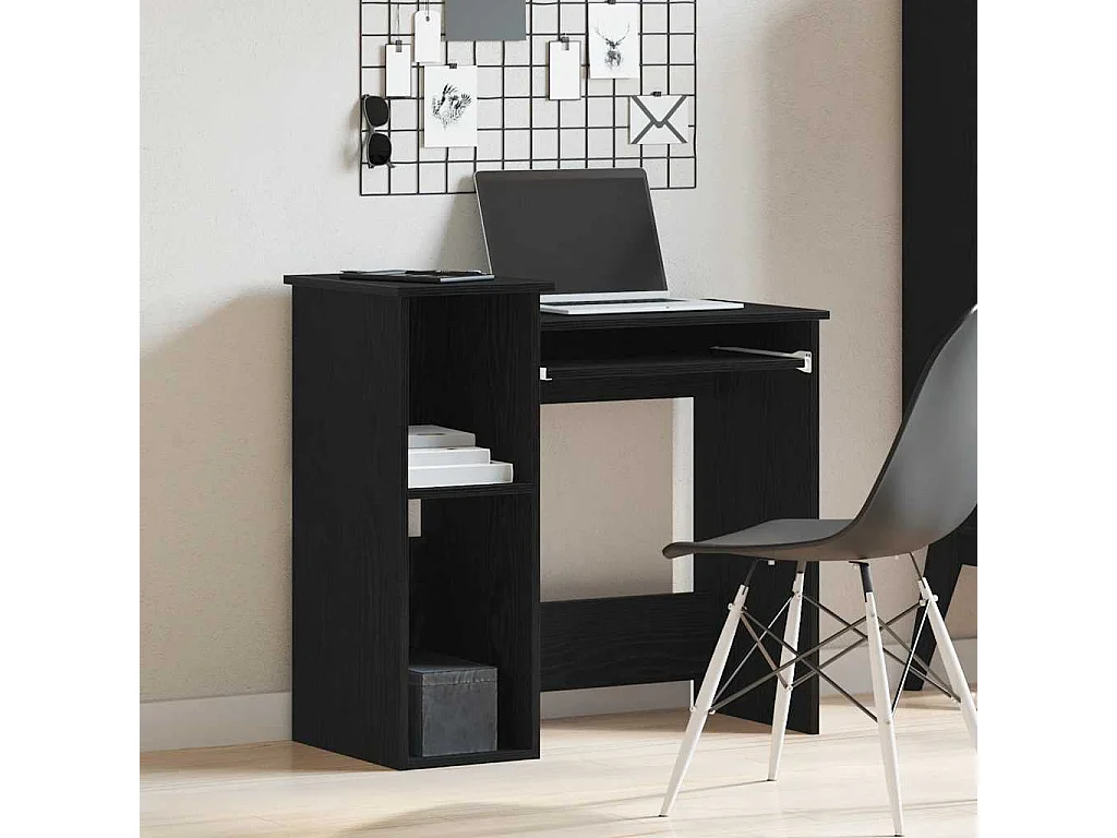 Bureau avec étagères noir 84x40x78 cm bois d'ingénierie