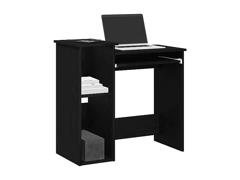 Scrivania con ripiani nera 84x40x78 cm in legno ingegnerizzato