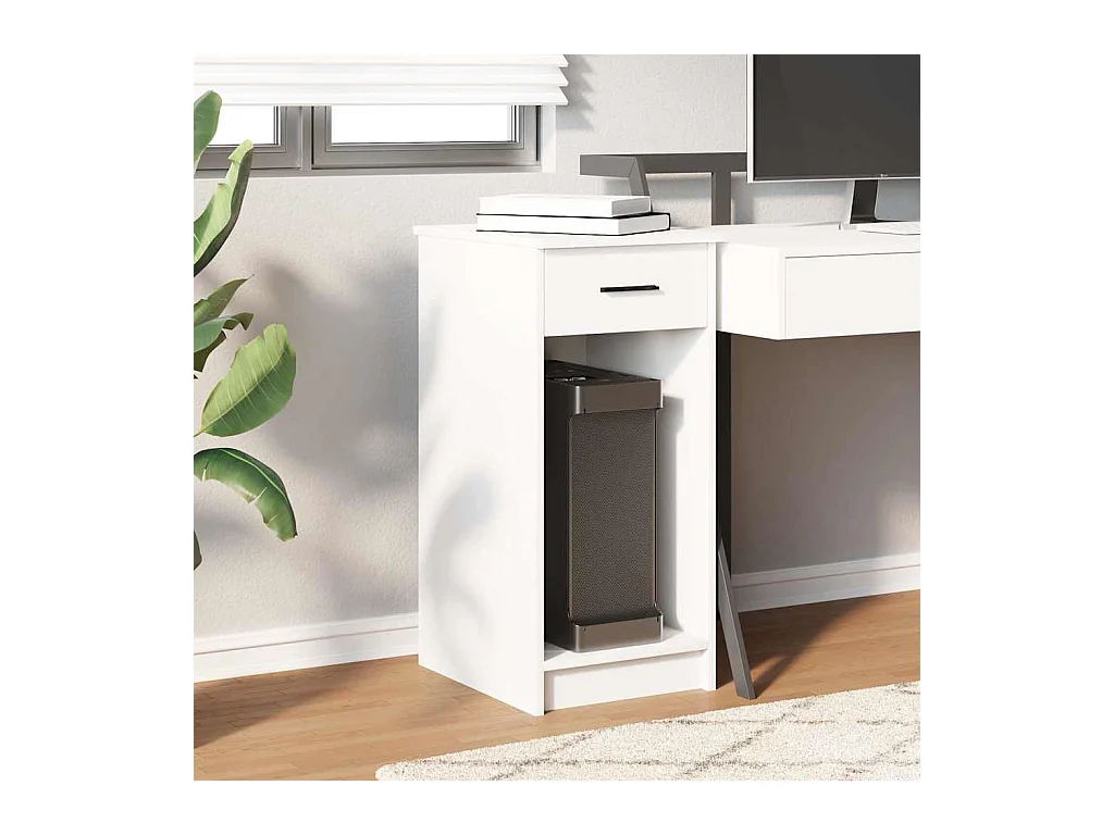 Support de tour d'ordinateur avec tiroir blanc 35x45x77 cm