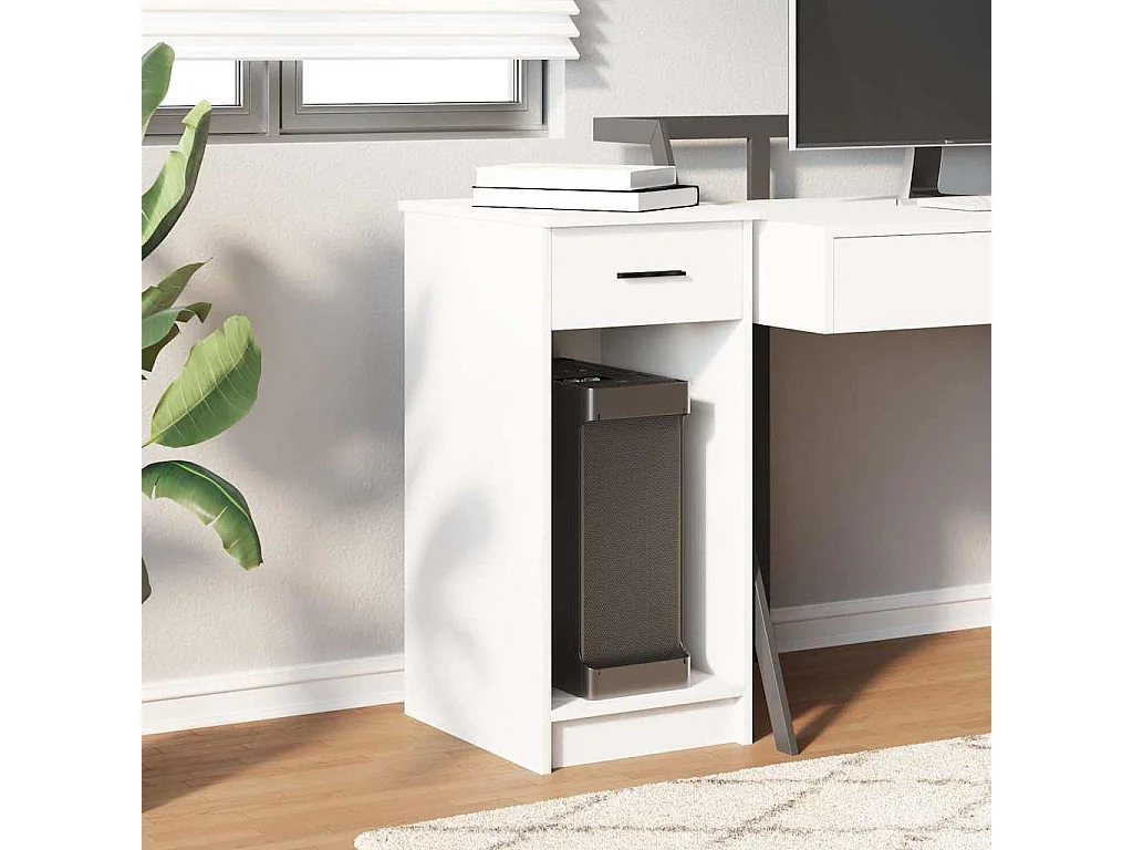 Support de tour d'ordinateur avec tiroir blanc 35x45x77 cm