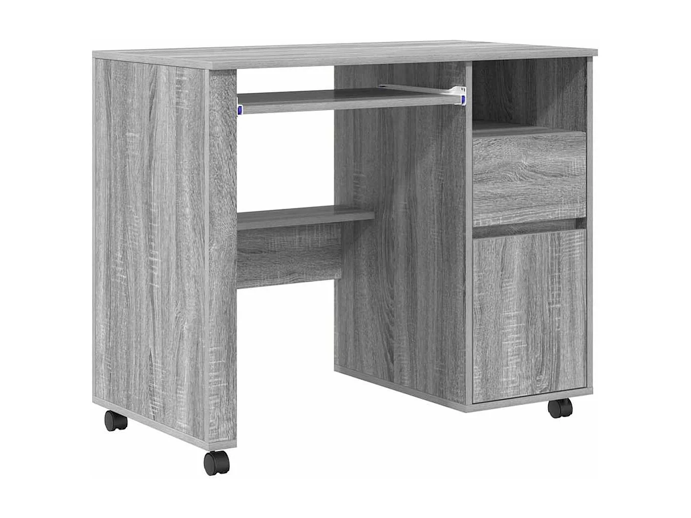 Bureau avec roulettes Gris 91 x 50 x 77 cm Bois d'ingénierie
