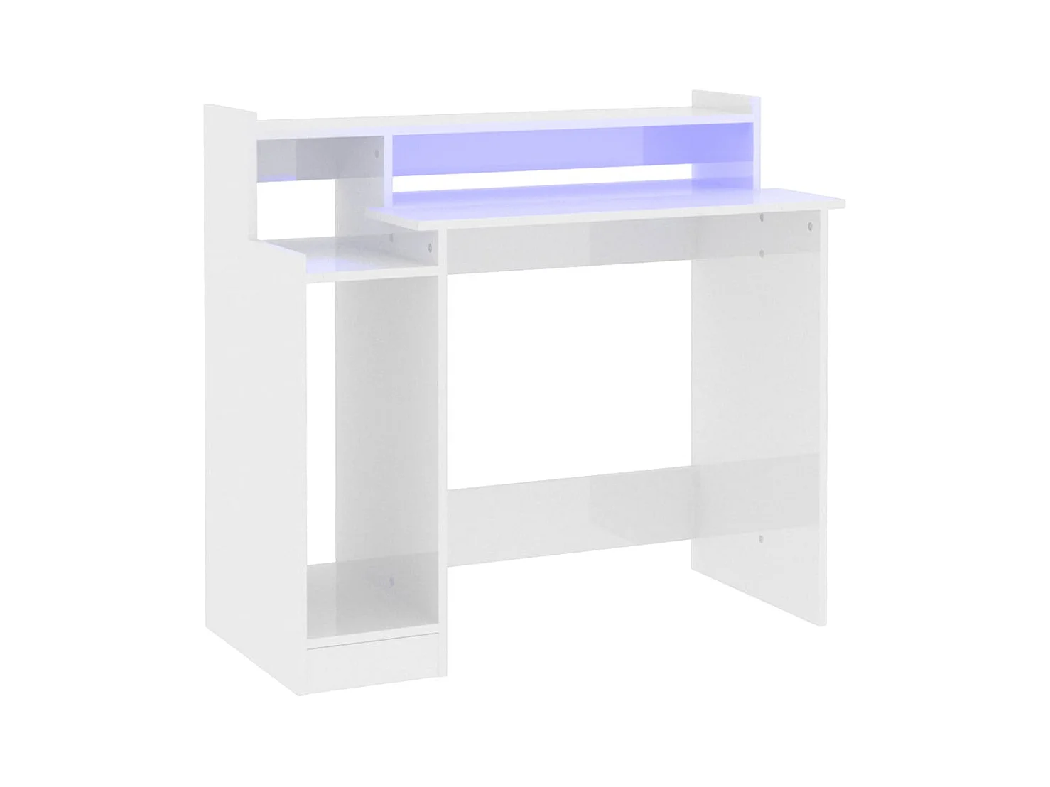 Bureau LED-lampen Glanzend wit 97x45x90cm Bewerkt hout