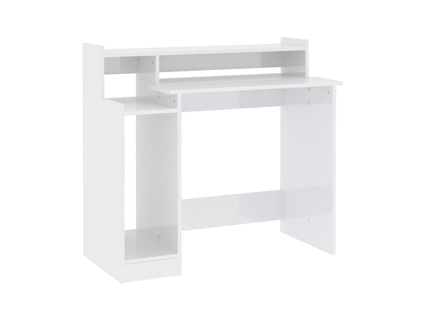 Bureau LED-lampen Glanzend wit 97x45x90cm Bewerkt hout