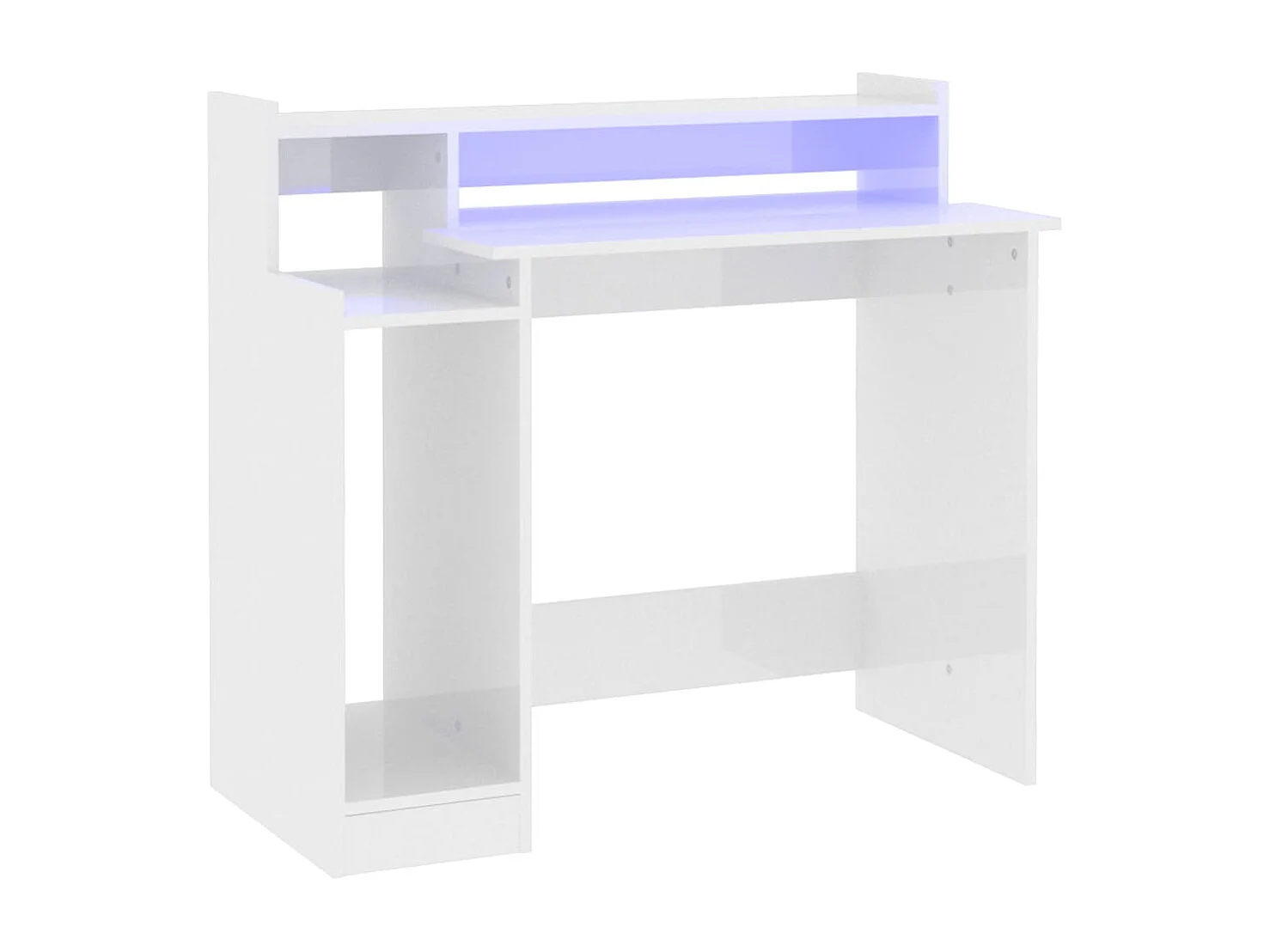 Escritorio con luces LED Blanco brillante 97x45x90cm Madera de ingeniería