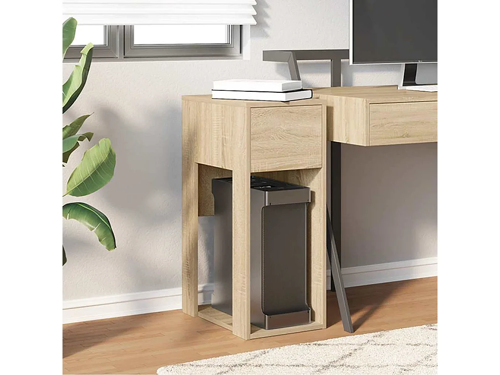 Computertorenstandaard en lade Sonoma eiken 30x44x74 cm