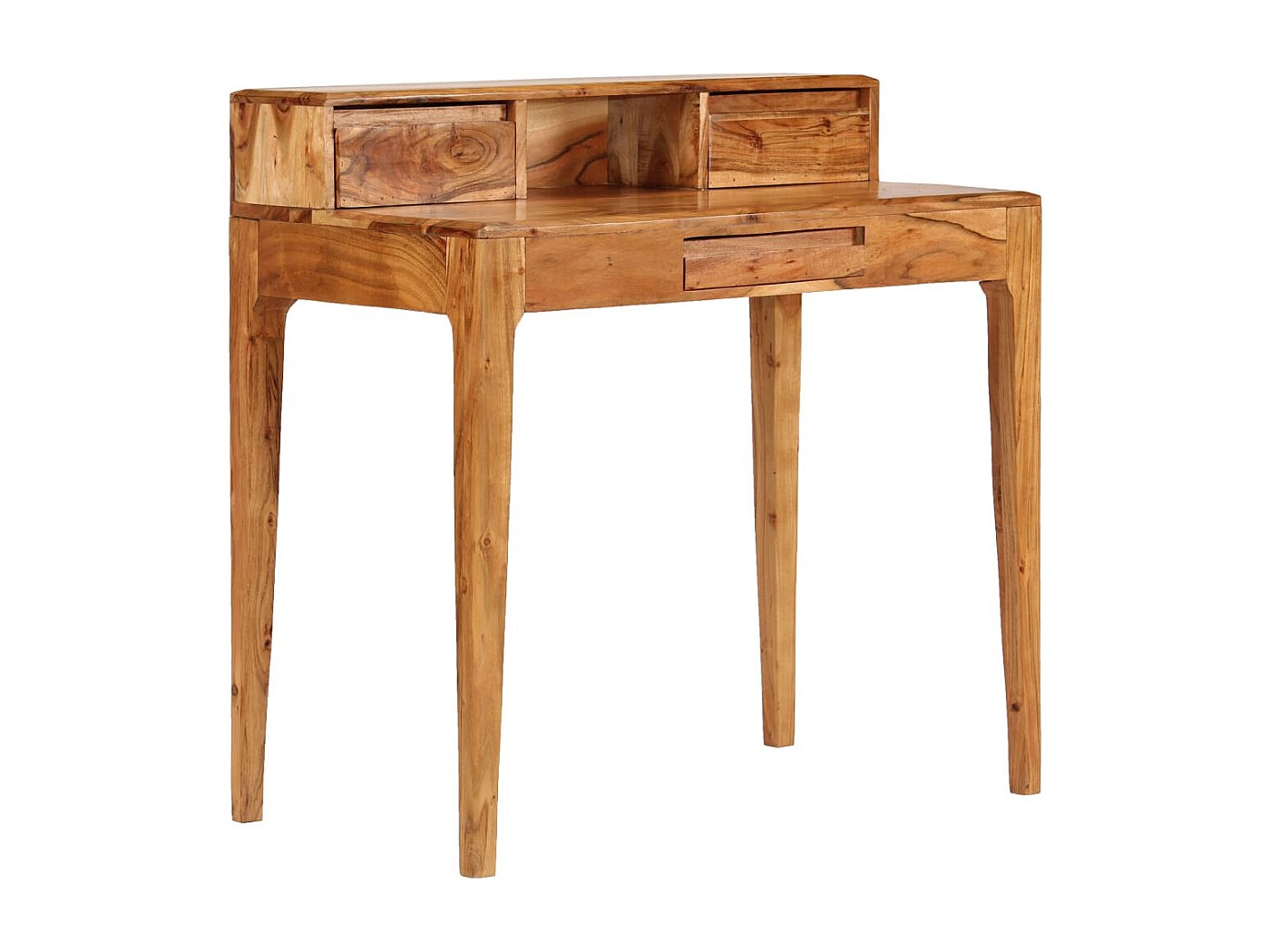 Consolle 90 cm scrivania acacia in legno massello / toletta in metallo