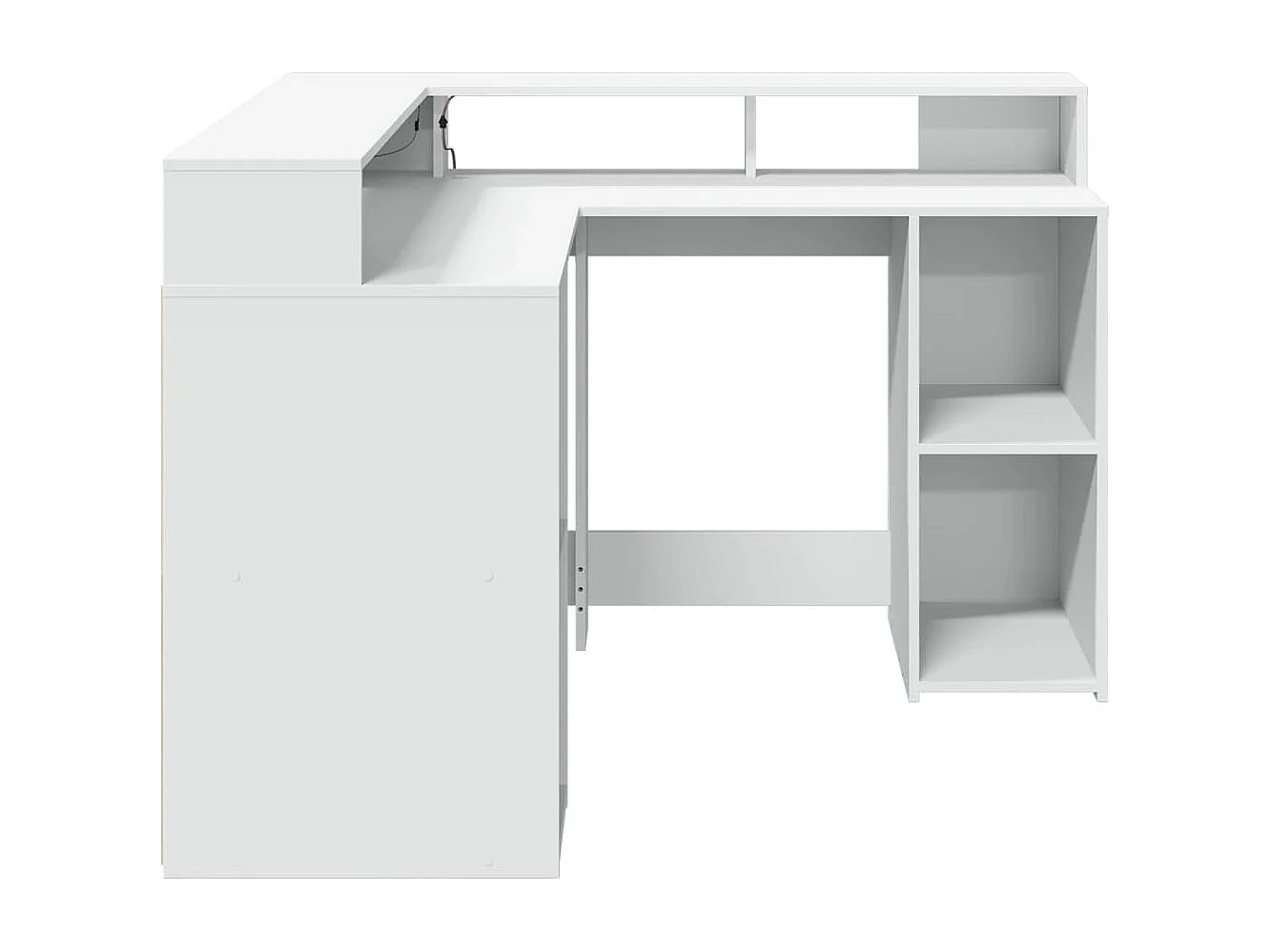 Bureau avec lumières LED blanc 130x130x91 cm bois d'ingénierie
