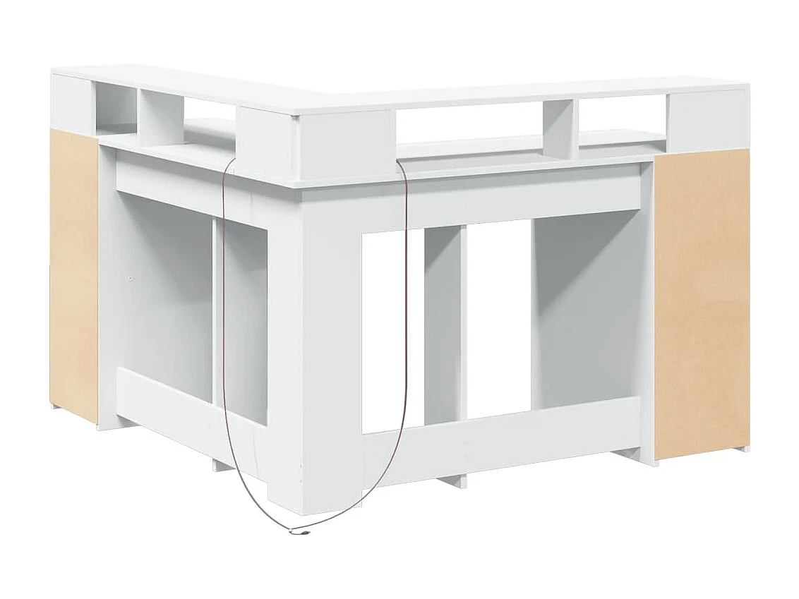 Scrivania con luci LED bianca 130x130x91 cm in legno ingegnerizzato