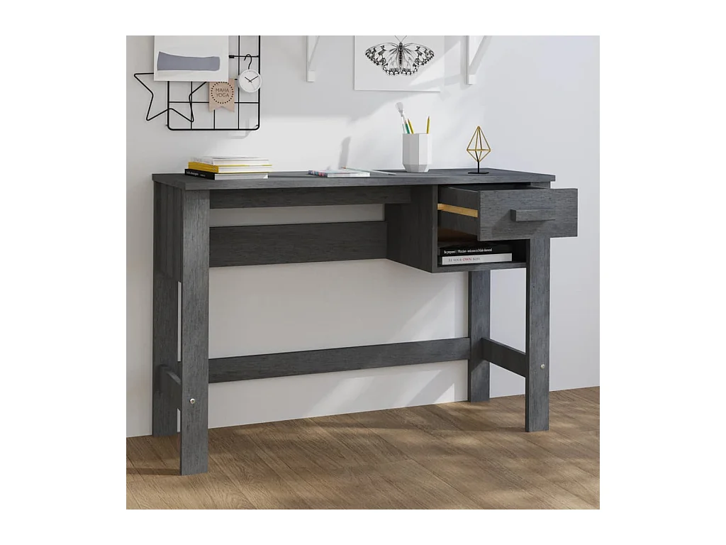 HAMAR Bureau Donkergrijs 110x40x75 cm Massief grenenhout