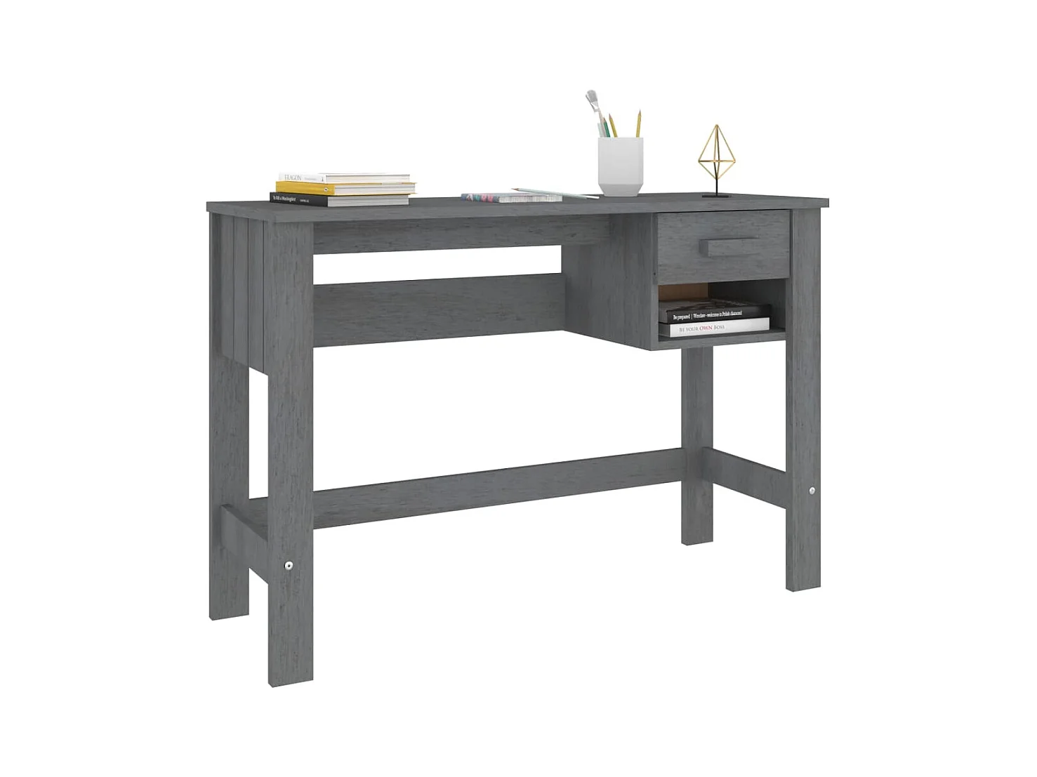 HAMAR Bureau Donkergrijs 110x40x75 cm Massief grenenhout