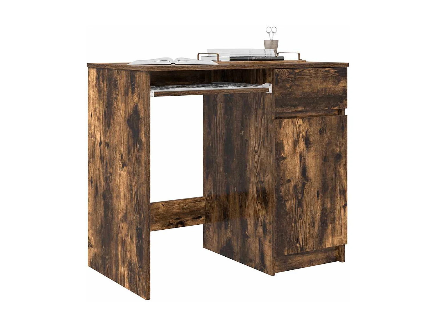 Bureau chêne fumé 86x49x76 cm bois d'ingénierie