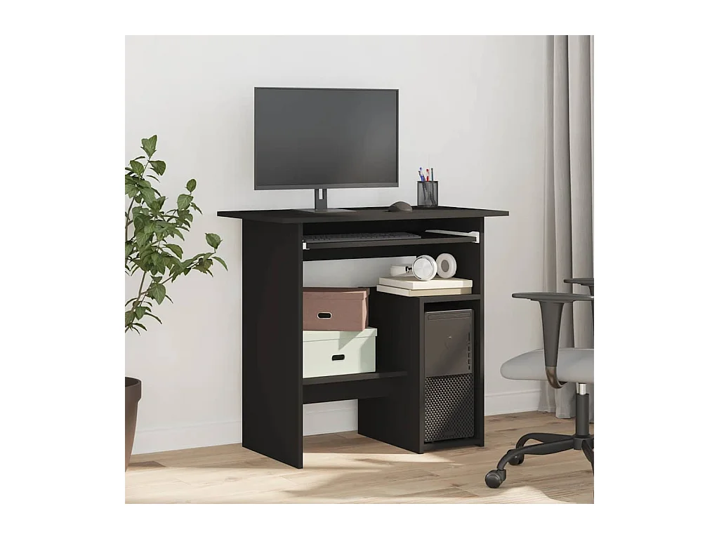 Escritorio negro 80x45x74 cm Madera de ingeniería