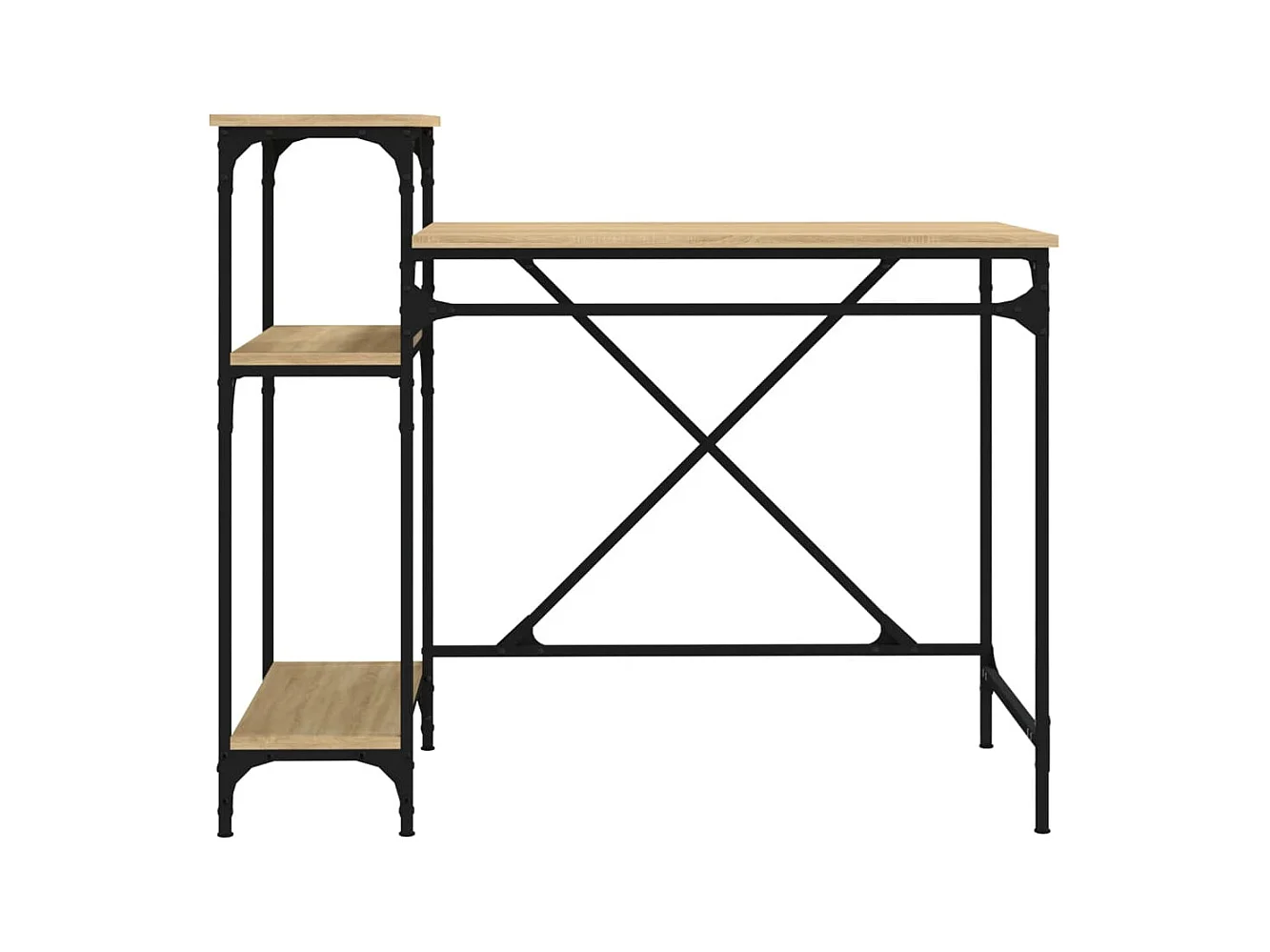 Escritorio con estantes roble 105x50x90cm madera de ingeniería y hierro