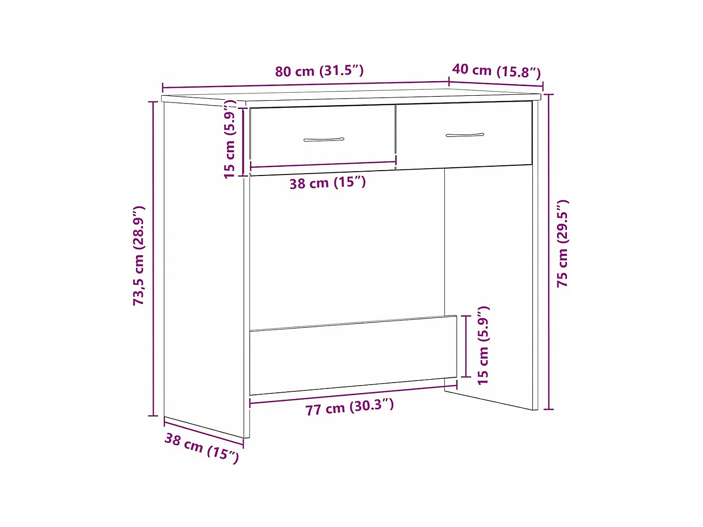Bureau Chêne noir 80 x 40 x 75 cm Bois d'ingénierie