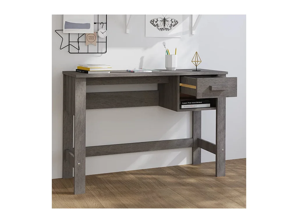 HAMAR Bureau Lichtgrijs 110x40x75 cm Massief grenenhout