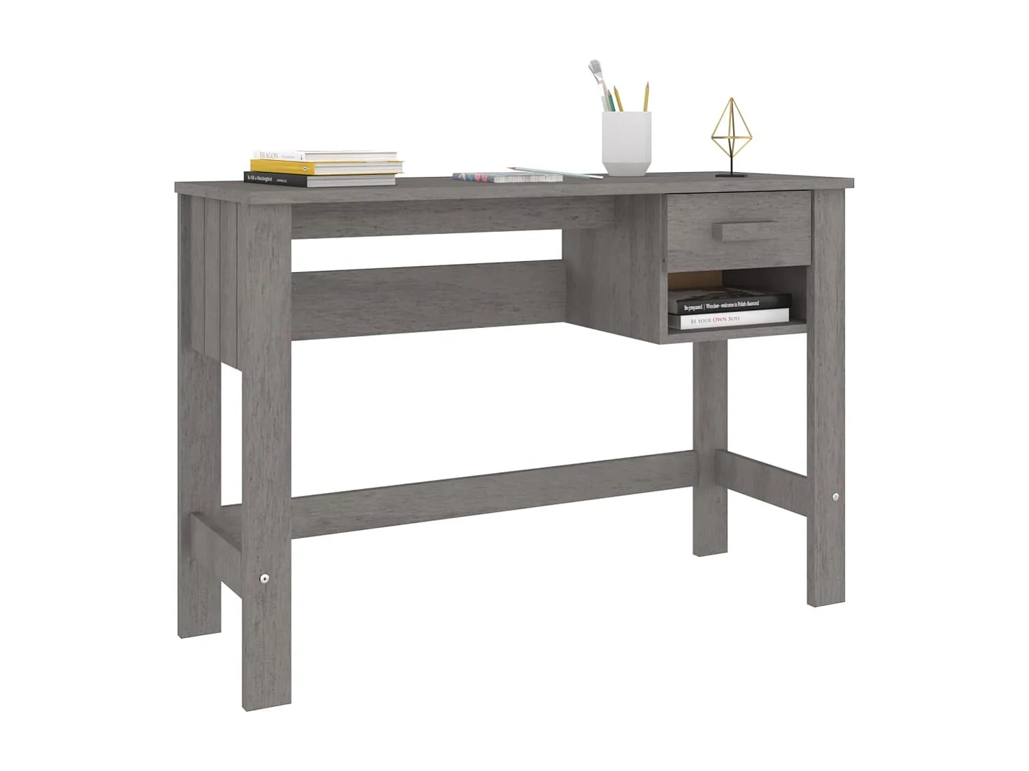 Escritorio HAMAR Gris Claro 110x40x75 cm Madera Maciza de Pino