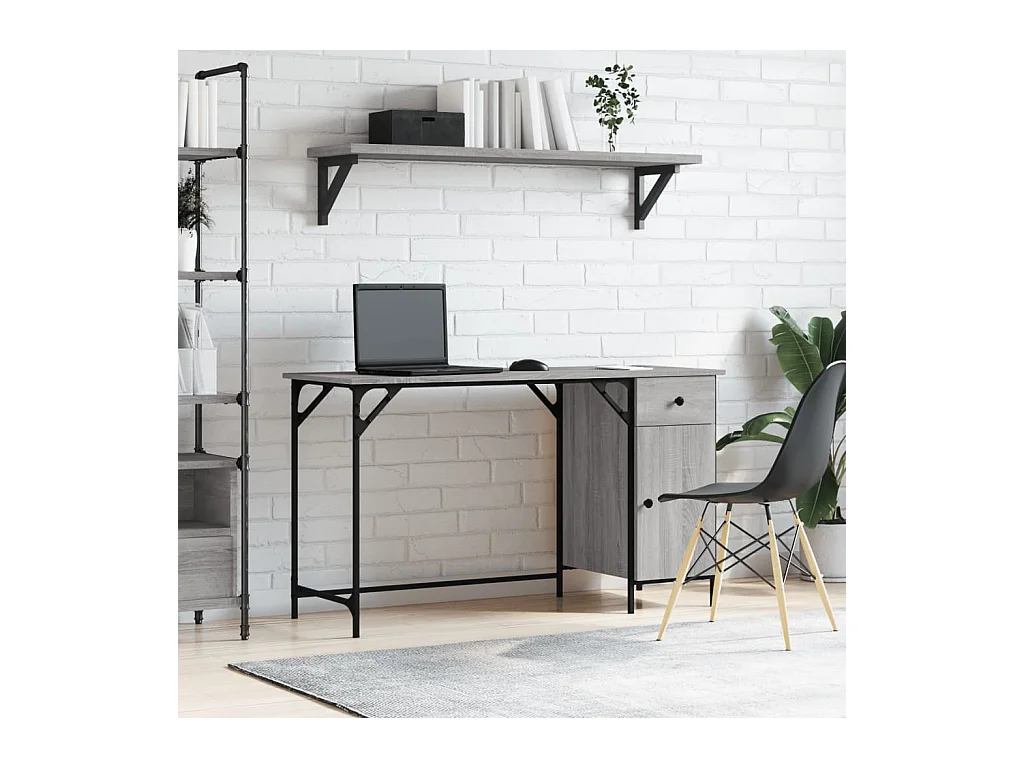 Bureau d'ordinateur sonoma gris 131x48x75 cm bois d’ingénierie