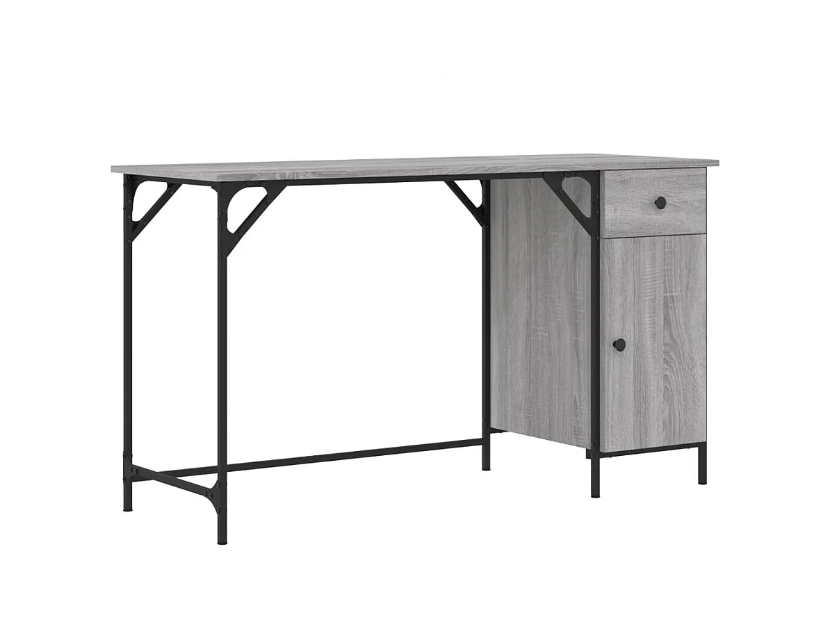 Bureau d'ordinateur sonoma gris 131x48x75 cm bois d’ingénierie
