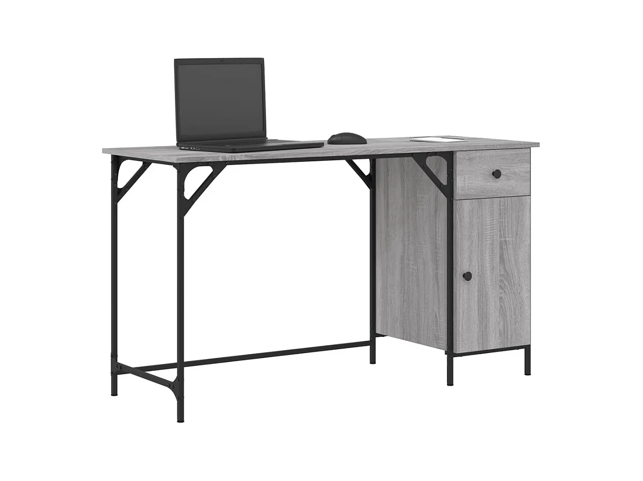 Bureau d'ordinateur sonoma gris 131x48x75 cm bois d’ingénierie