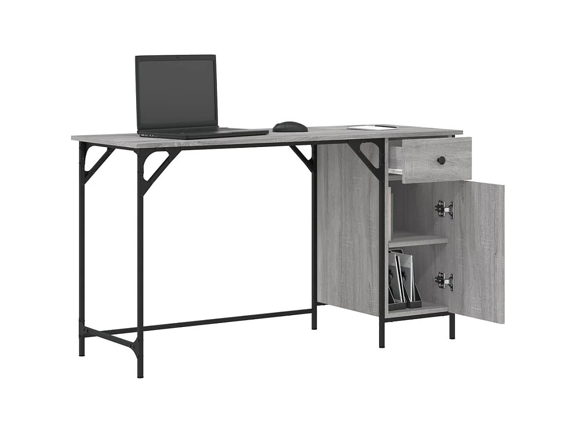 Bureau d'ordinateur sonoma gris 131x48x75 cm bois d’ingénierie