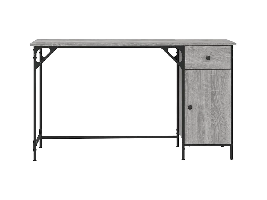 Bureau d'ordinateur sonoma gris 131x48x75 cm bois d’ingénierie