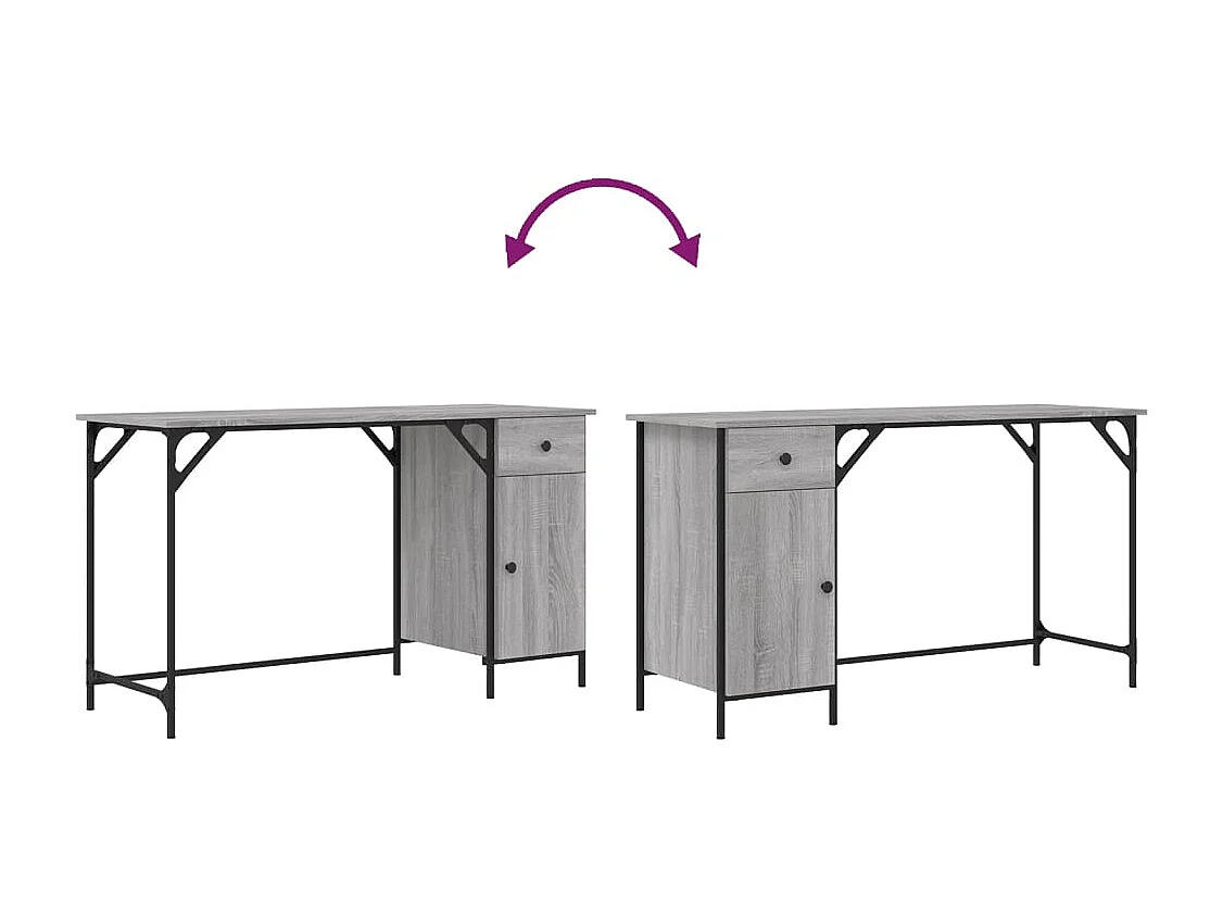 Bureau d'ordinateur sonoma gris 131x48x75 cm bois d’ingénierie