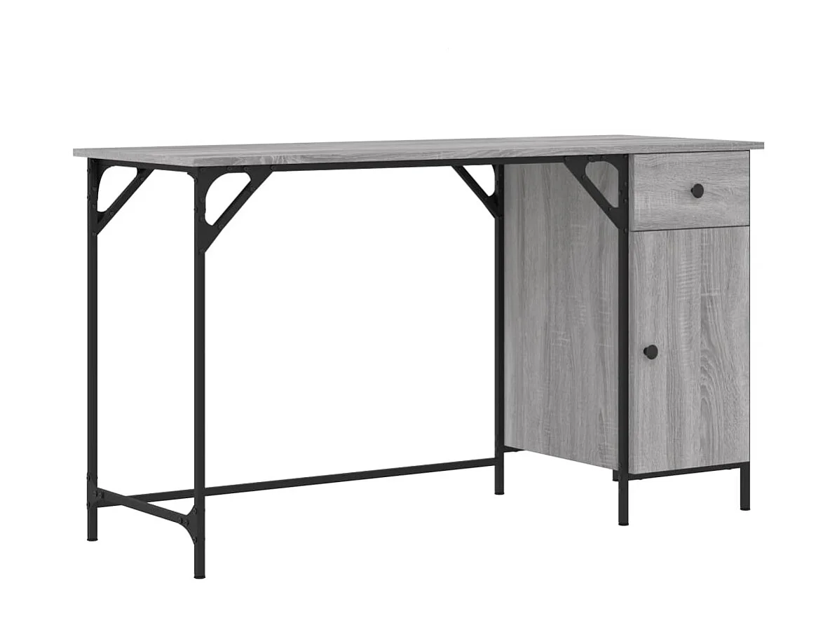 Bureau d'ordinateur sonoma gris 131x48x75 cm bois d’ingénierie