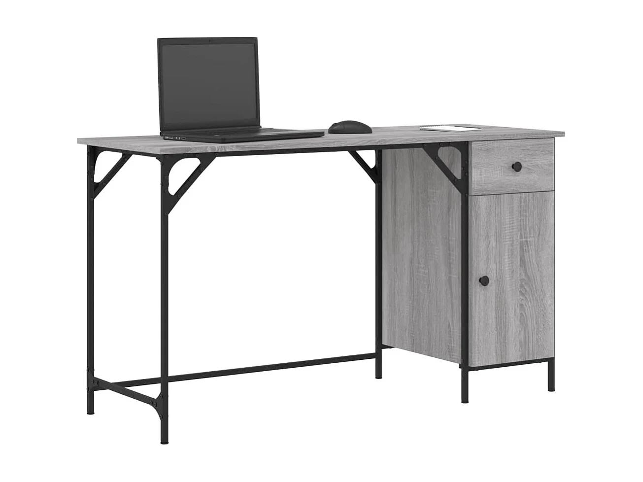 Bureau d'ordinateur sonoma gris 131x48x75 cm bois d’ingénierie