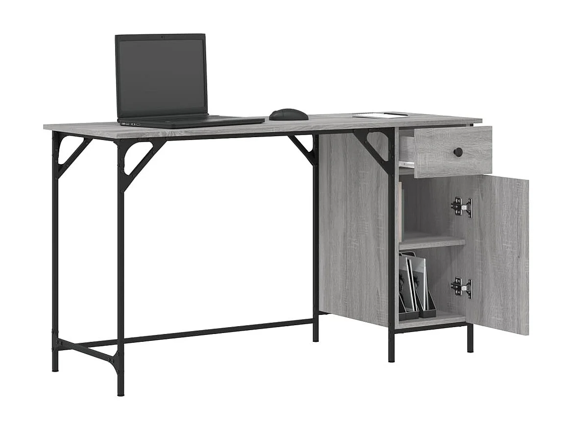 Bureau d'ordinateur sonoma gris 131x48x75 cm bois d’ingénierie