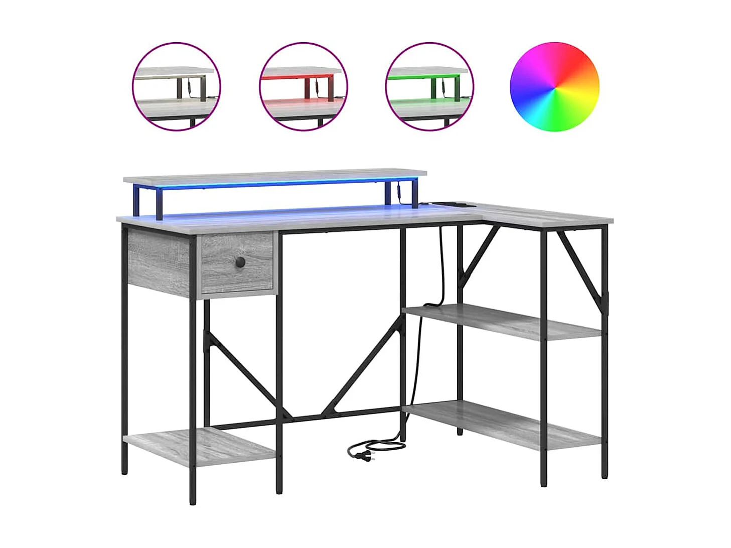Bureau Sonoma gris 120 x 79 x 86.5 cm Bois d'ingénierie