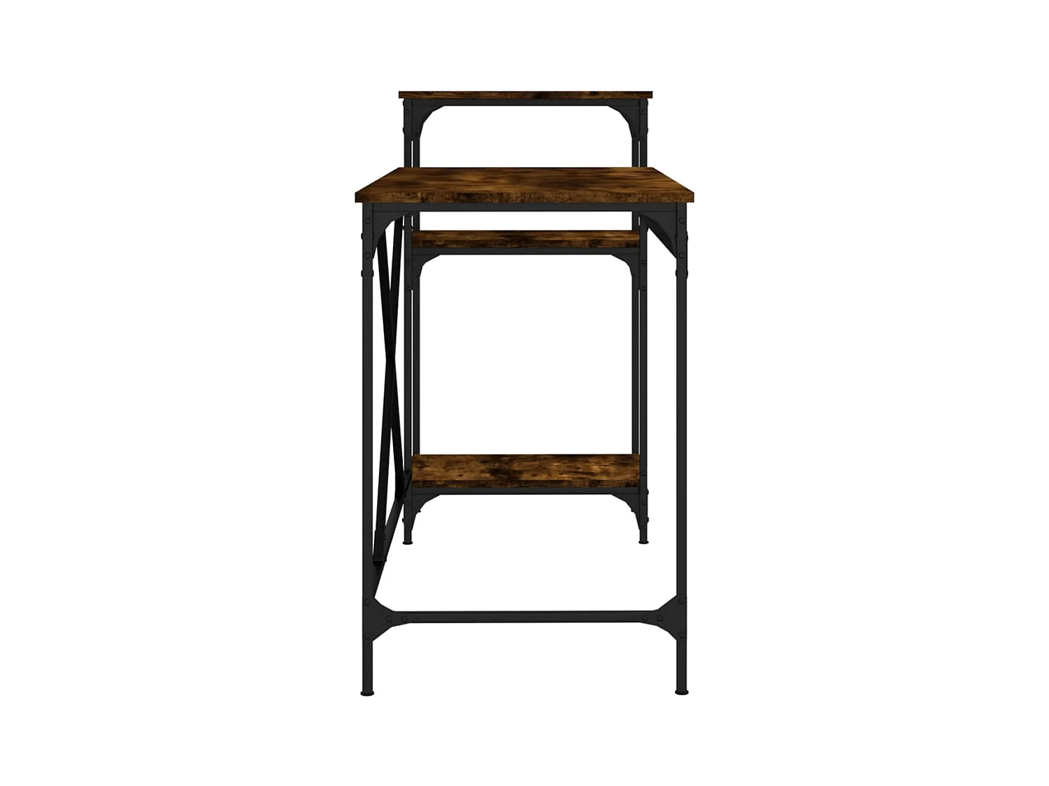 Bureau et étagères chêne fumé 135x50x90cm bois d'ingénierie/fer