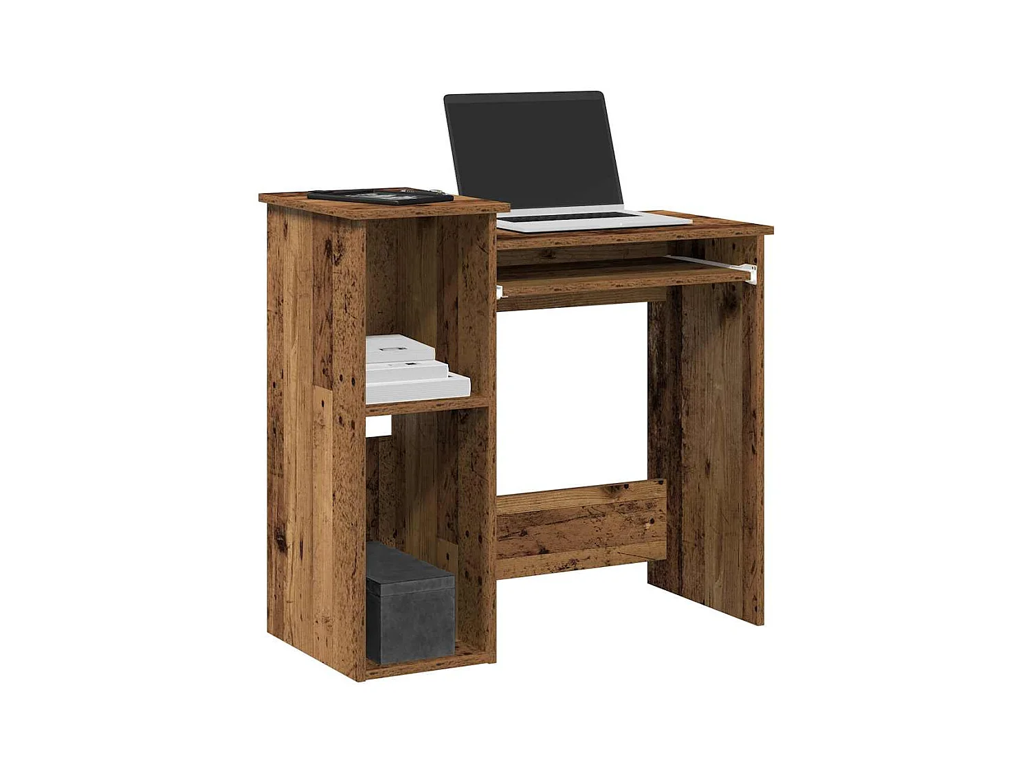 Bureau avec étagères vieux bois 84x40x78 cm bois d'ingénierie