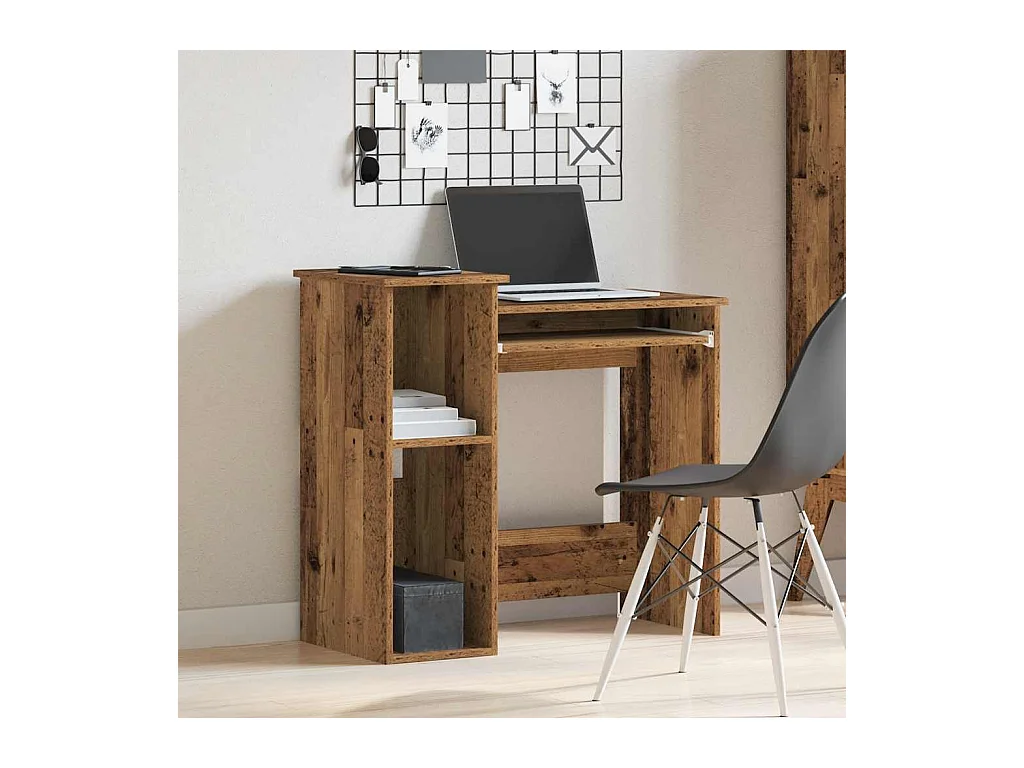 Bureau avec étagères vieux bois 84x40x78 cm bois d'ingénierie