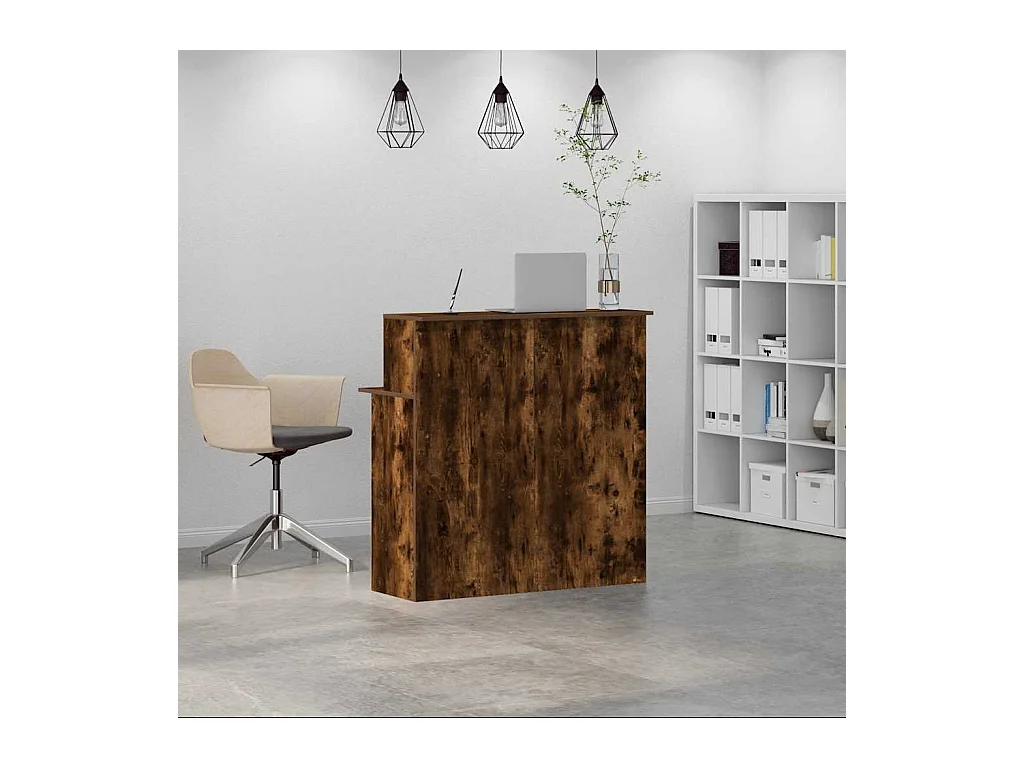 Bureau de réception chêne fumé 100x50x103,5cm bois d'ingénierie