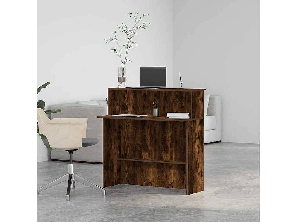 Bureau de réception chêne fumé 100x50x103,5cm bois d'ingénierie