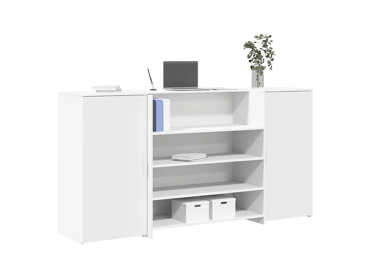 Bureau de réception blanc 200x50x103,5 cm bois d'ingénierie