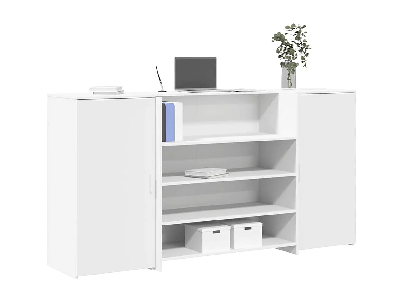 Bureau de réception blanc 200x50x103,5 cm bois d'ingénierie