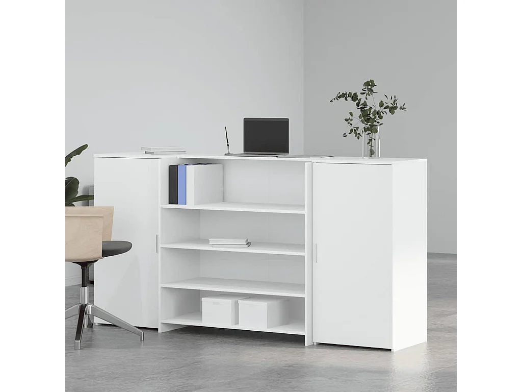 Bureau de réception blanc 200x50x103,5 cm bois d'ingénierie