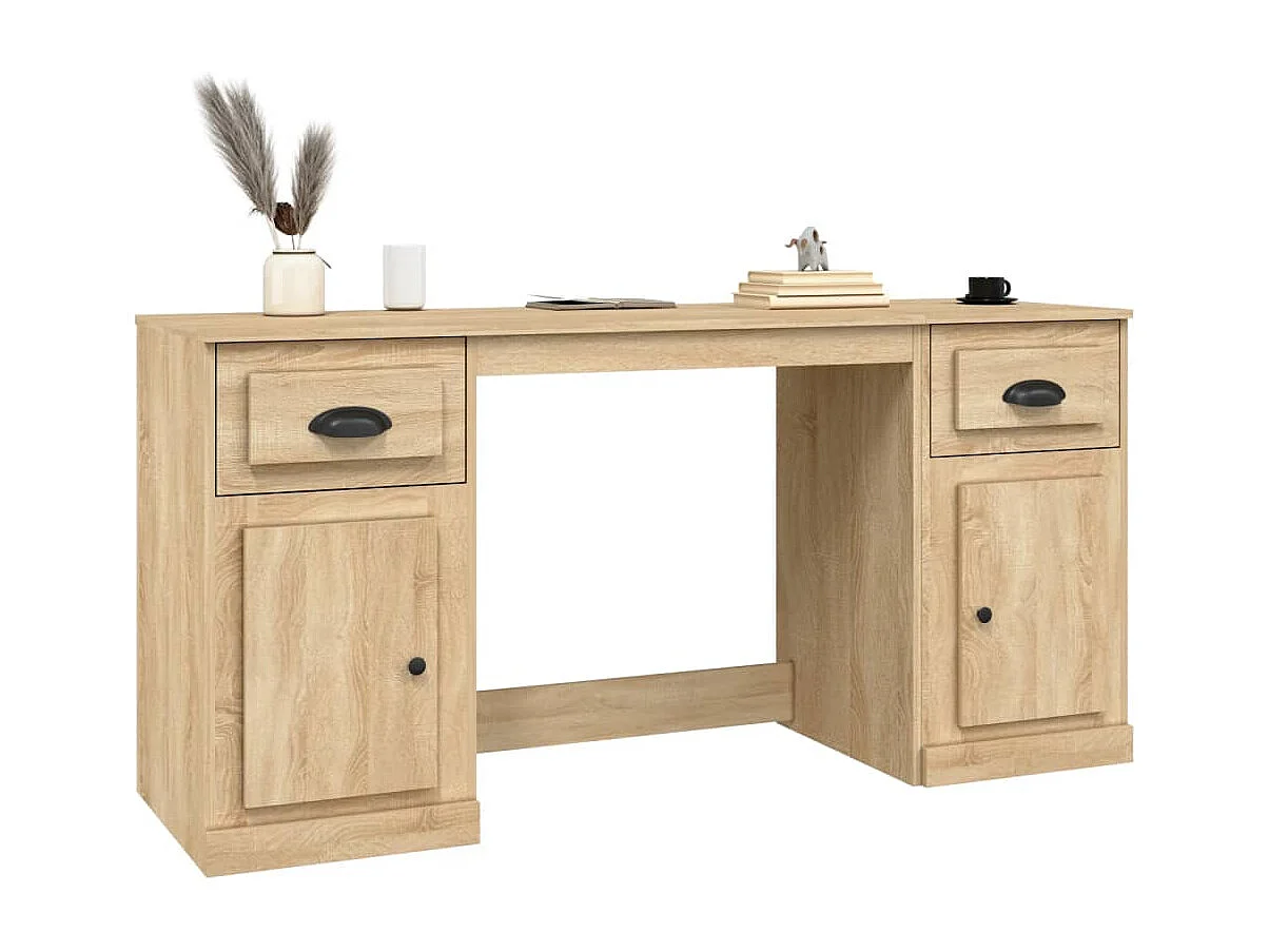 Bureau avec armoire chêne sonoma bois d'ingénierie
