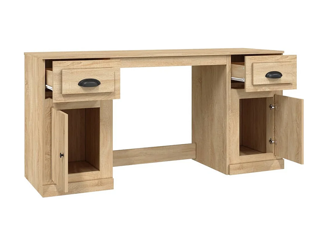Bureau avec armoire chêne sonoma bois d'ingénierie