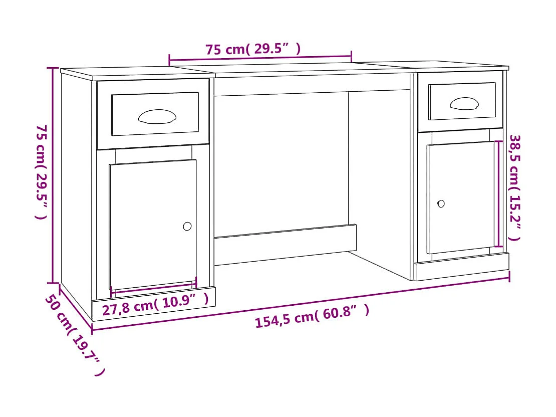 Bureau avec armoire chêne sonoma bois d'ingénierie
