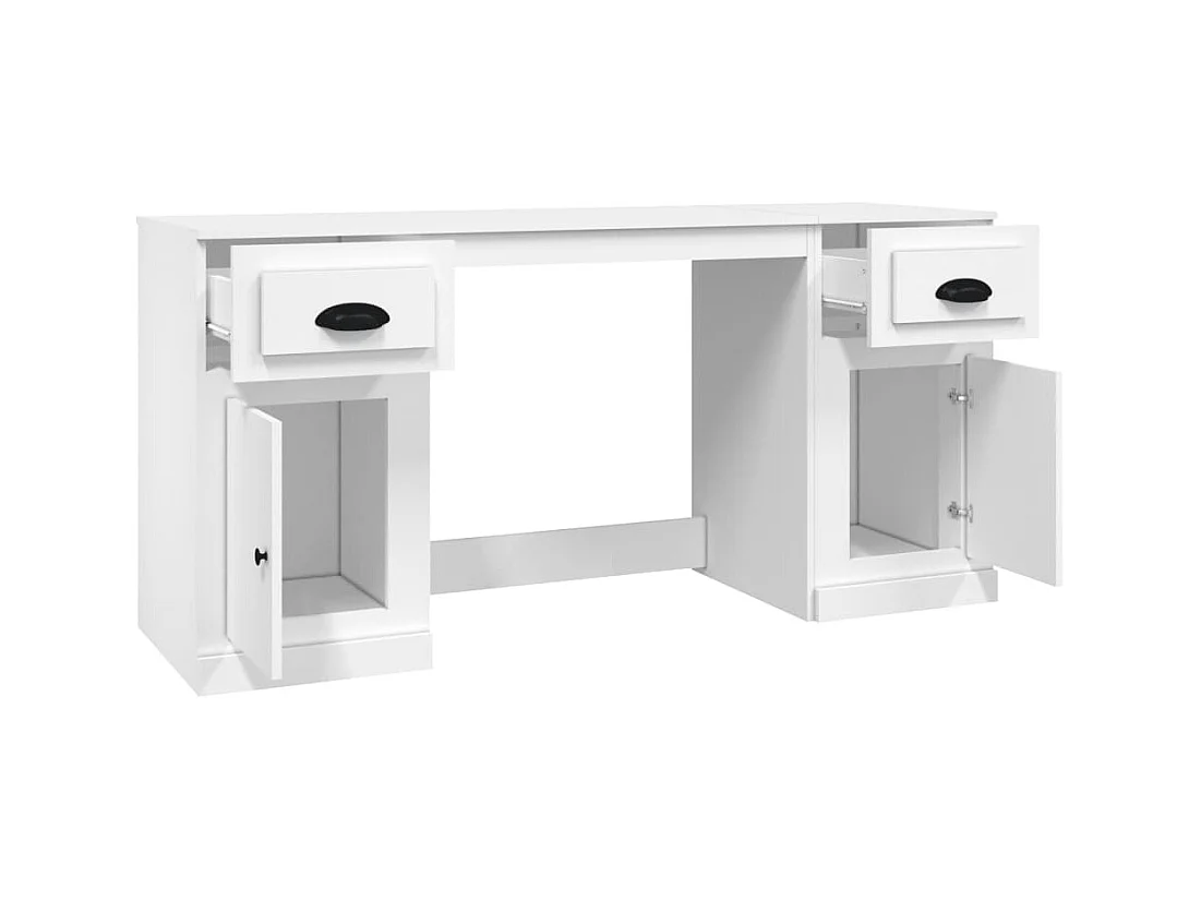 Bureau avec armoire blanc bois d'ingénierie