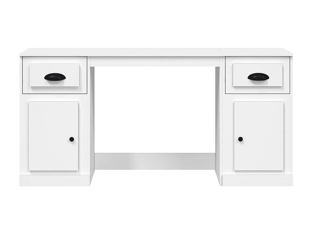 Escritorio con gabinete de madera de ingeniería blanca