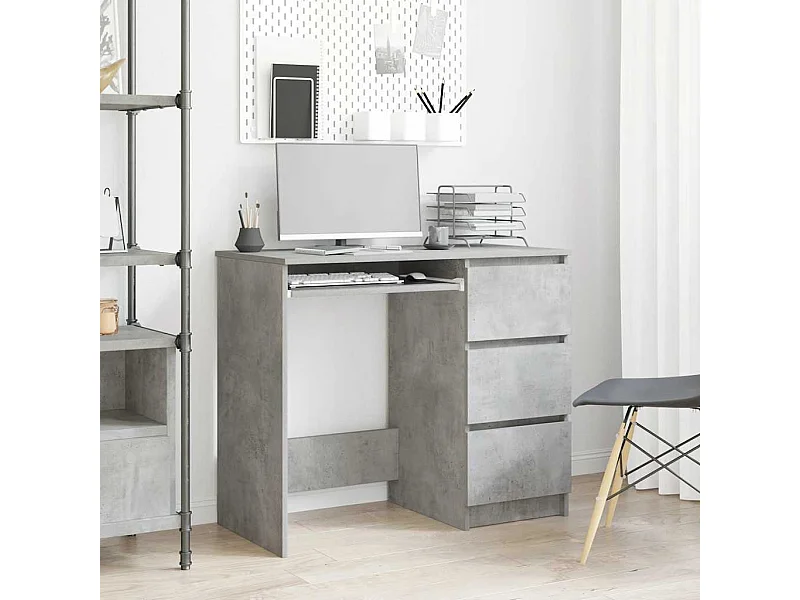 Betongrijs bureau 90x45x76 cm bewerkt hout