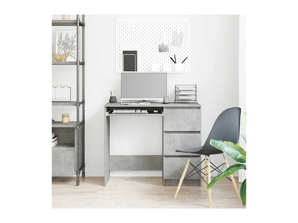 Escritorio de hormigón gris 90x45x76 cm Madera de ingeniería