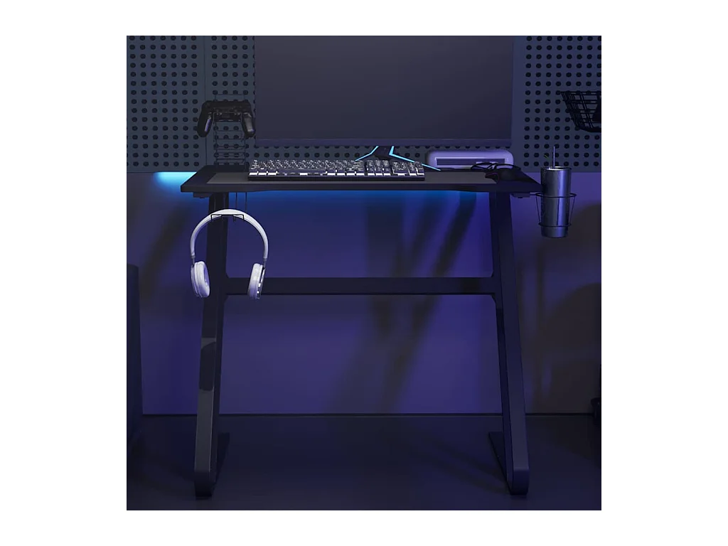Gamingbureau met ZZ-vormige poten, zwart, 90x60x75 cm